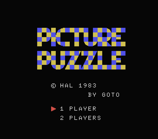 Picture Puzzle title screen for MSX